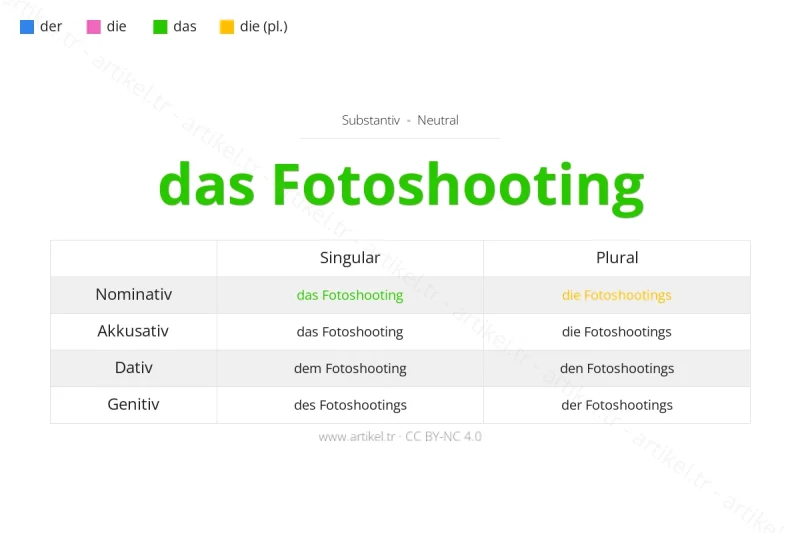 Welcher Artikel ist Fotoshooting auf Deutsch?