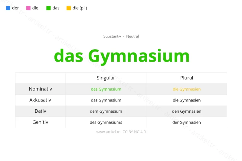 Welcher Artikel ist Gymnasium auf Deutsch?