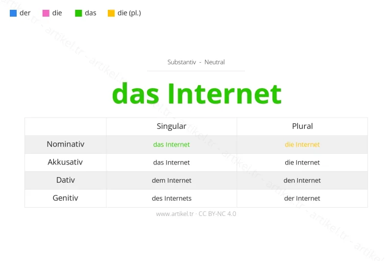 Welcher Artikel ist Internet auf Deutsch?
