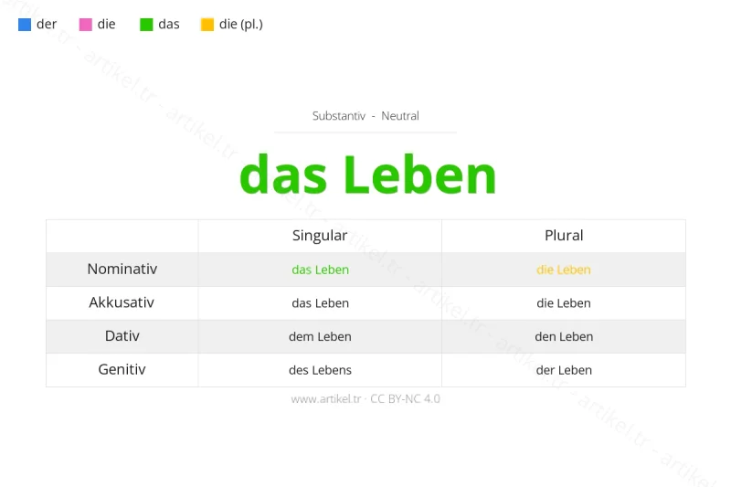 Welcher Artikel ist Leben auf Deutsch?