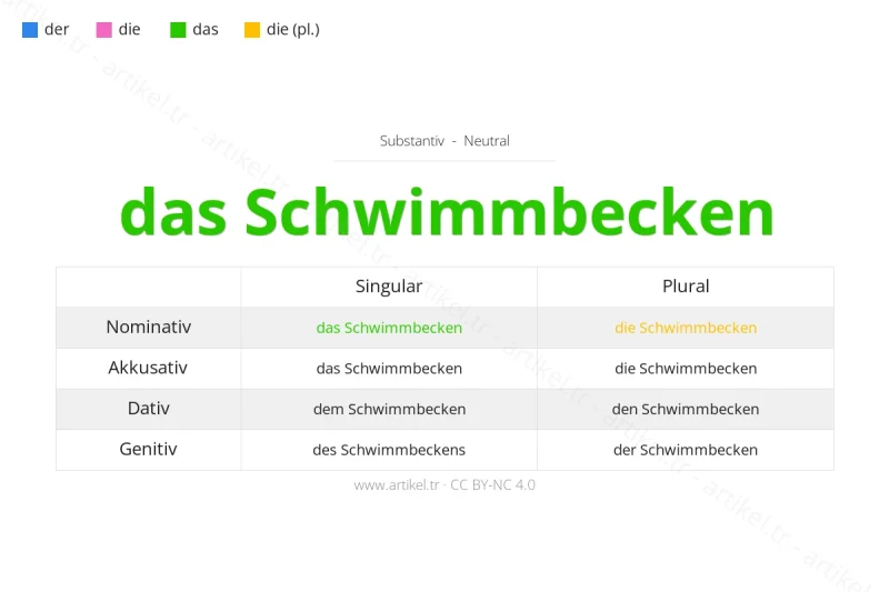 Welcher Artikel ist Schwimmbecken auf Deutsch?