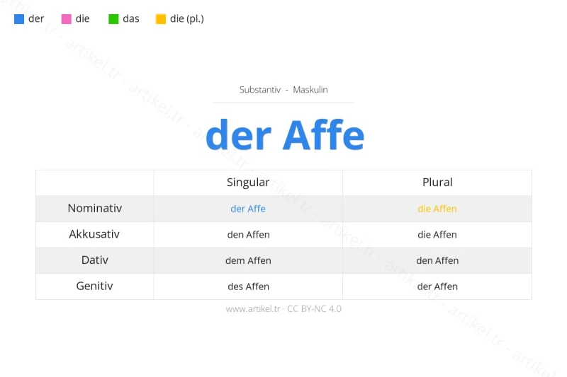 Welcher Artikel ist Affe auf Deutsch?