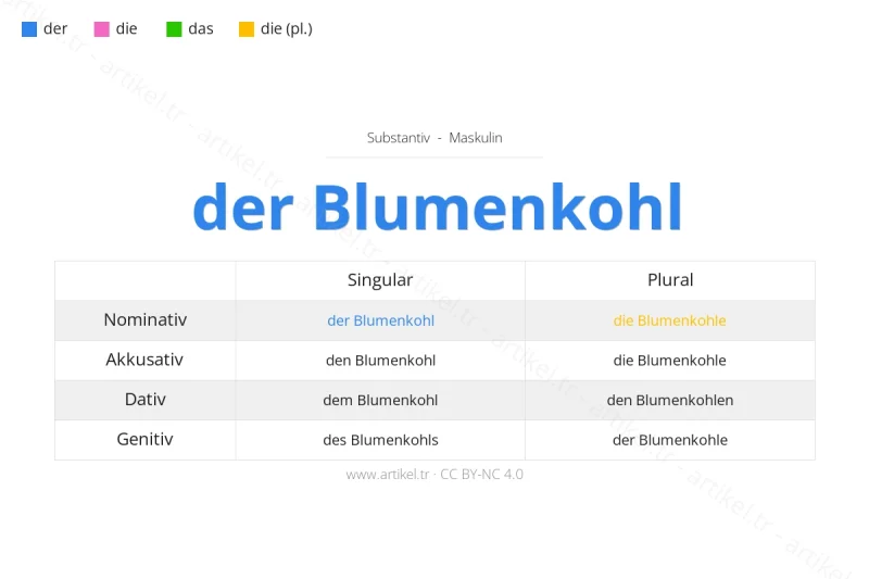 Welcher Artikel ist Blumenkohl auf Deutsch?