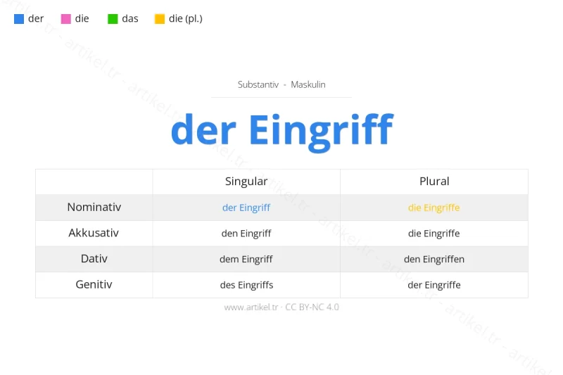 Welcher Artikel ist Eingriff auf Deutsch?