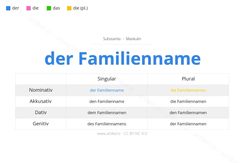 Welcher Artikel ist Familienname auf Deutsch?