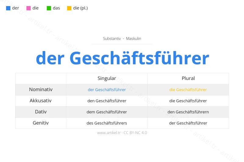 Welcher Artikel ist Geschäftsführer auf Deutsch?
