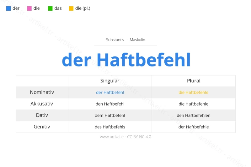 Welcher Artikel ist Haftbefehl auf Deutsch?