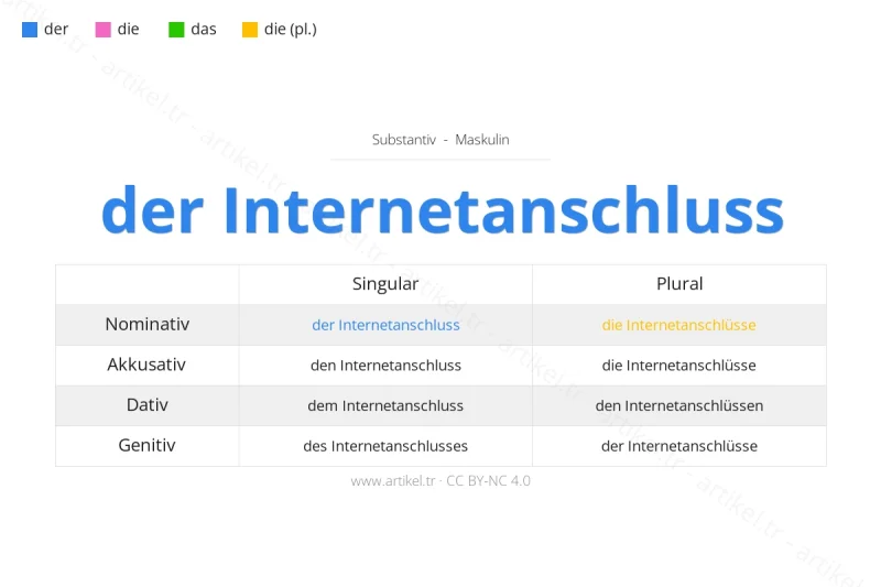 Welcher Artikel ist Internetanschluss auf Deutsch?