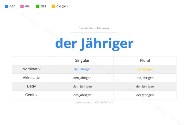 Welcher Artikel ist Jähriger auf Deutsch?