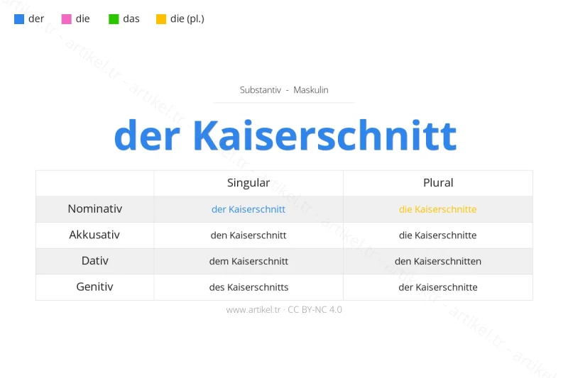 Welcher Artikel ist Kaiserschnitt auf Deutsch?