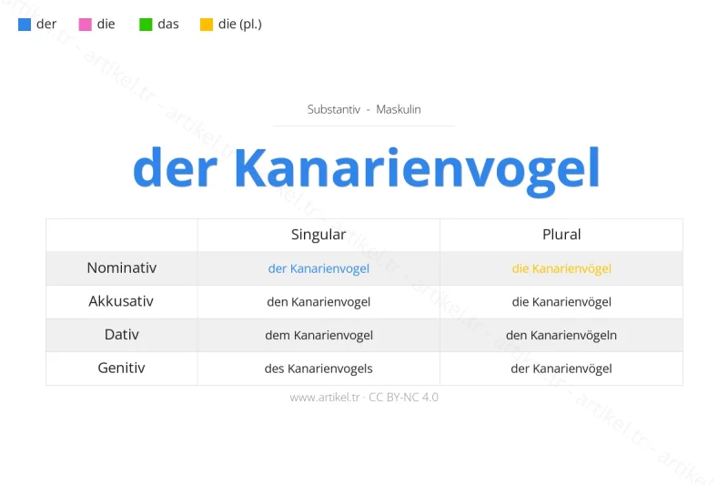Welcher Artikel ist Kanarienvogel auf Deutsch?