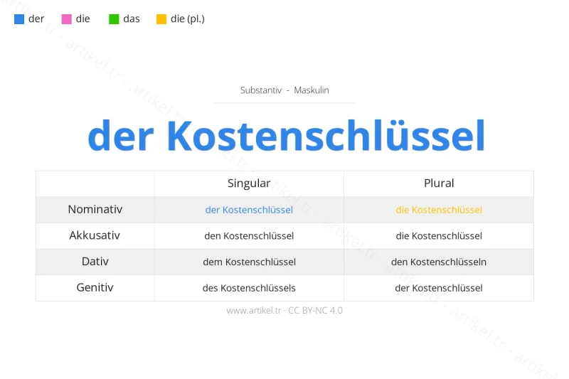 Welcher Artikel ist Kostenschlüssel auf Deutsch?