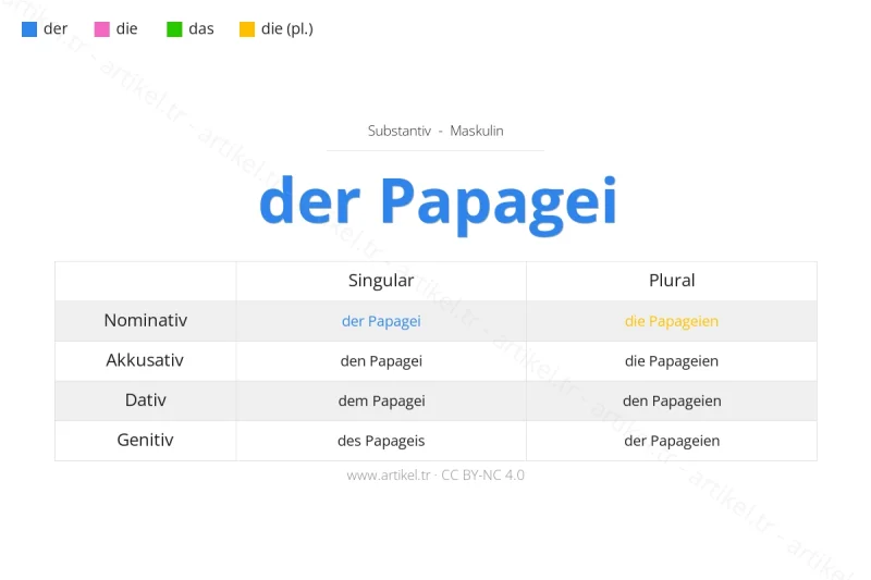 Welcher Artikel ist Papagei auf Deutsch?
