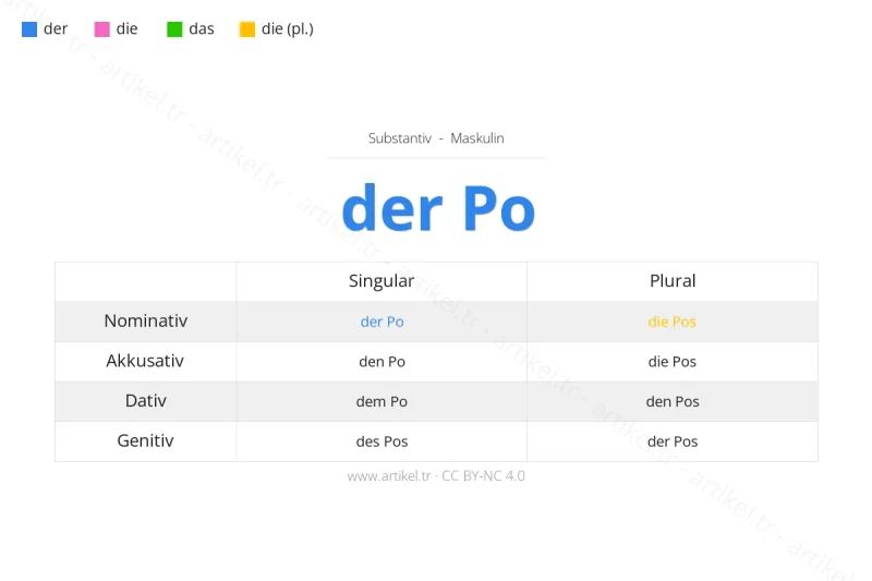 Welcher Artikel ist Po auf Deutsch?