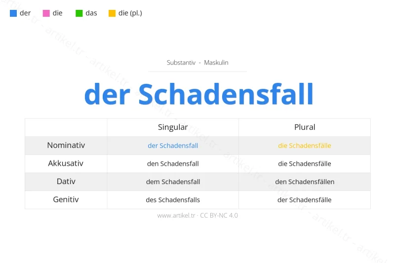 Welcher Artikel ist Schadensfall auf Deutsch?