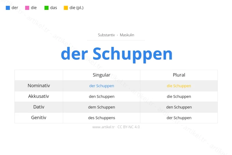 Welcher Artikel ist Schuppen auf Deutsch?