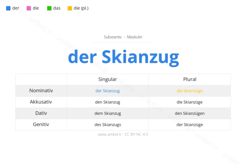Welcher Artikel ist Skianzug auf Deutsch?