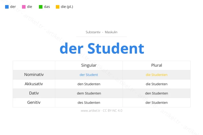 Welcher Artikel ist Student auf Deutsch?