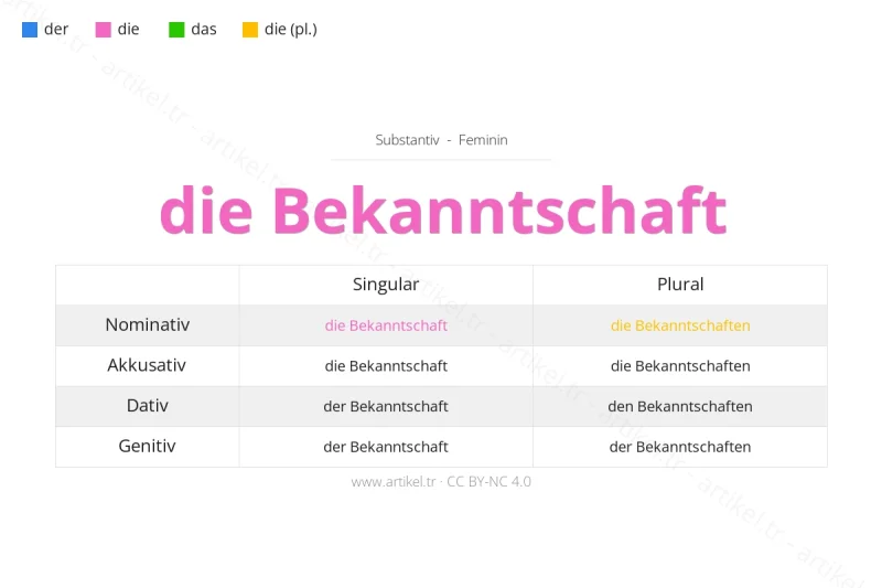 Welcher Artikel ist Bekanntschaft auf Deutsch?