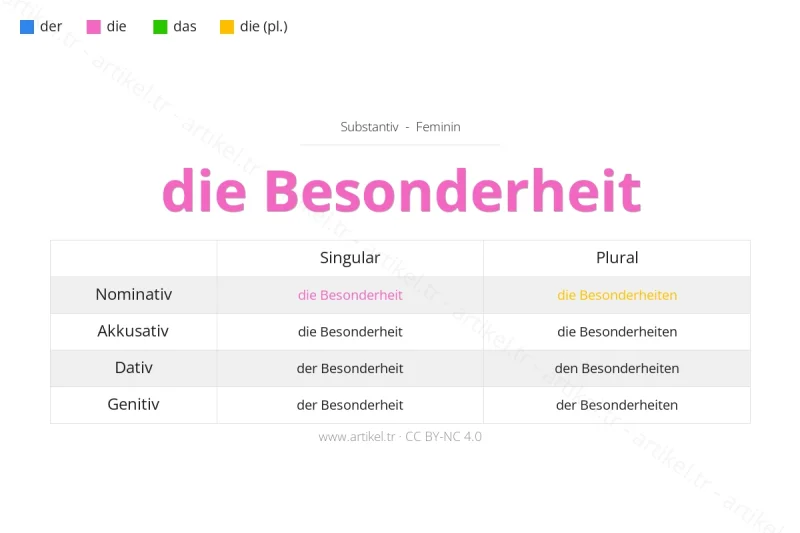 Welcher Artikel ist Besonderheit auf Deutsch?