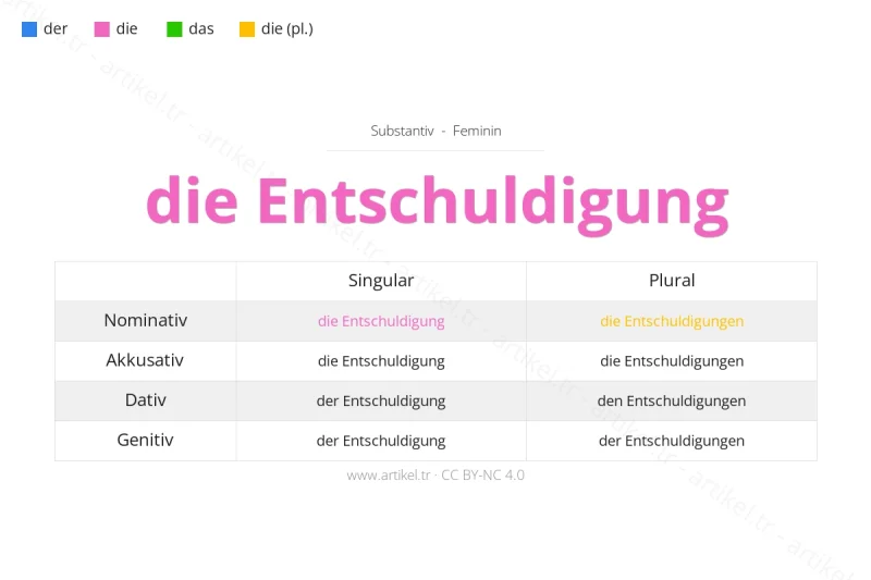 Welcher Artikel ist Entschuldigung auf Deutsch?