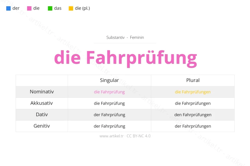 Welcher Artikel ist Fahrprüfung auf Deutsch?