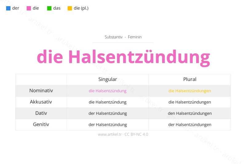 Welcher Artikel ist Halsentzündung auf Deutsch?