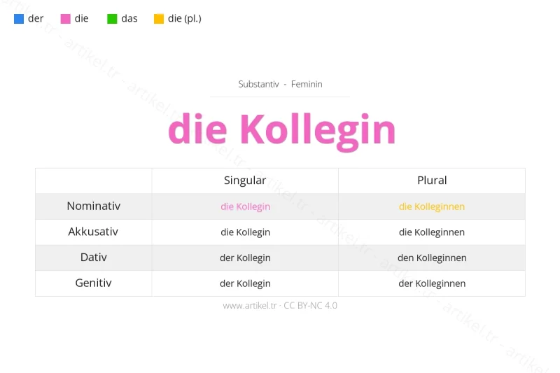 Welcher Artikel ist Kollegin auf Deutsch?
