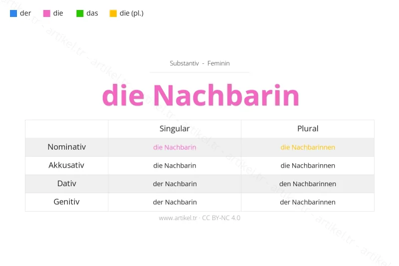 Welcher Artikel ist Nachbarin auf Deutsch?