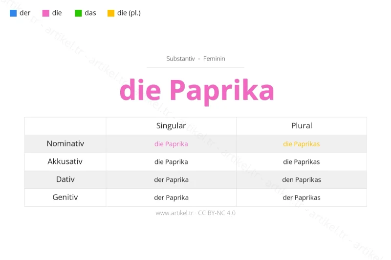 Welcher Artikel ist Paprika auf Deutsch?