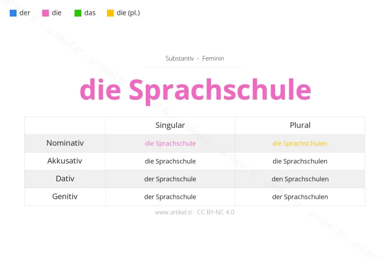 Welcher Artikel ist Sprachschule auf Deutsch?