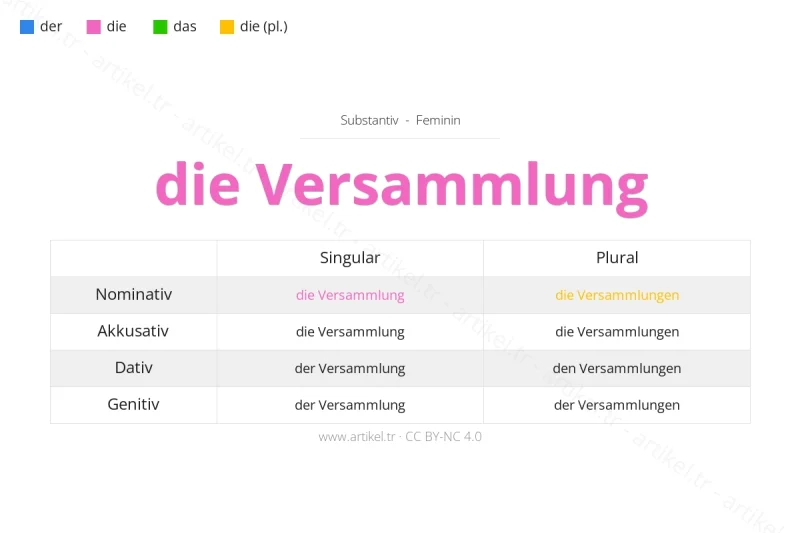 Welcher Artikel ist Versammlung auf Deutsch?