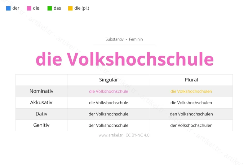 Welcher Artikel ist Volkshochschule auf Deutsch?