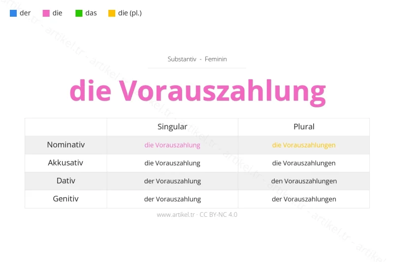 Welcher Artikel ist Vorauszahlung auf Deutsch?